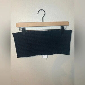 NWT Reformation Black Smocked Crop Top Size Large